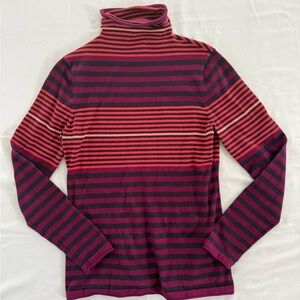 Duluth Trading Co. Turtleneck Sweater Top Women's Size Medium Coolmax Striped